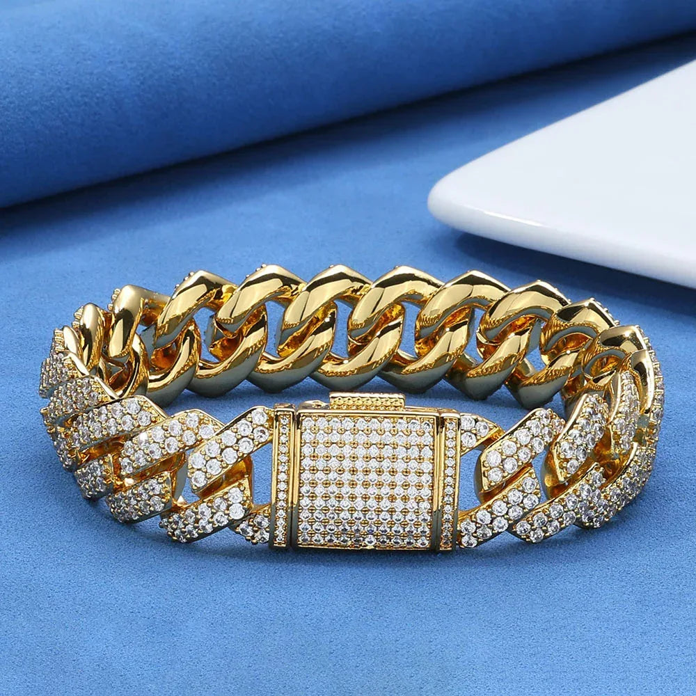 Iced Out Jewelry 15mm S925 Silver CZ Cuban Link Bracelet – Custom Men’s Fashion Accessory | Caratix Jewelry - CaratixJewelry